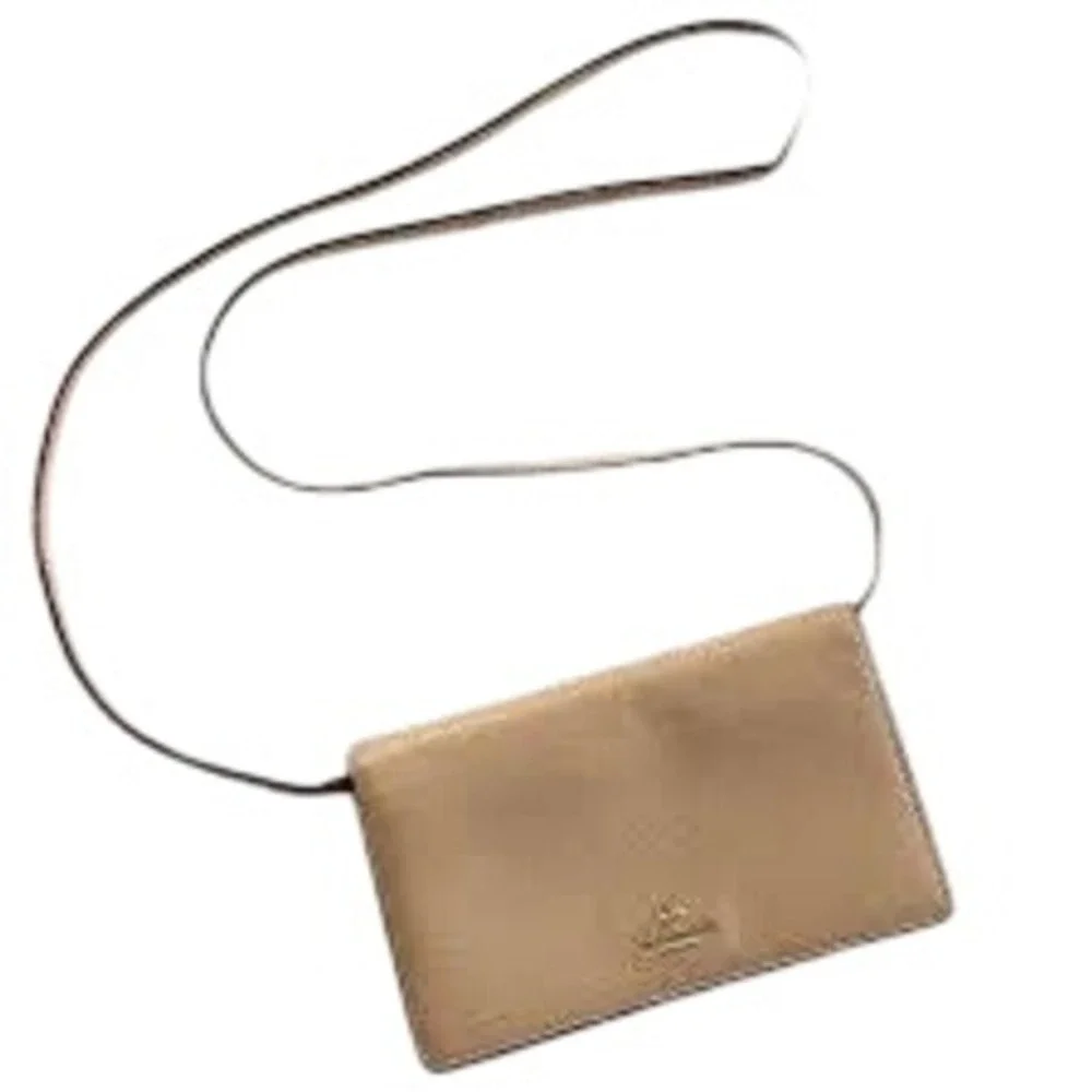 Coach Pebbled Leather Envelope Wallet Crossbody Nude Foldover Clutch Gold HW WOC